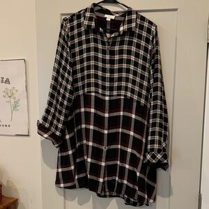 J Jill Black and White Plaid Button-Up Shirt